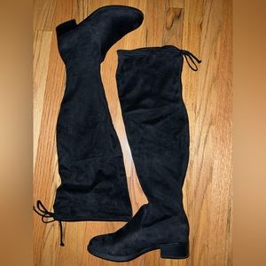 Unisa Black Over-the-Knee Flat Heel Boots